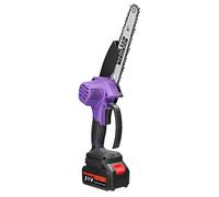Cordless Mini Chainsaw Handheld 8-inch Electric Pruning Saw with Safety Lock, Rechargeable Battery Powered for Tree Branch and Wood Working, Includes 2 Batteries