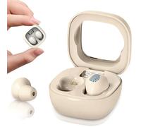 Cordless Mini Invisible Earbuds for Work - Low Profile Hidden Ear Buds for Sleeping - 24H Battery Sleeping Earphones with USB Cable, Replacement Caps - Secure Fit Small Earbuds with LED Display