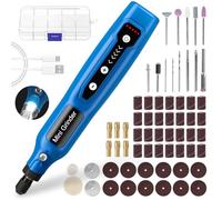 Cordless Mini Rotary Tool Set - 64Pcs Accessories 3.7V 5 Speed 3000rpm to 15000rpm Rotary Tool Kit USB Rechargeable with Light Mini Electric Grinder for DIY Work Engraving Grinding Polishing