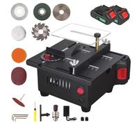 Cordless Mini Table Saw with Adjustable Angle and 2 Batteries for Multi-Material Cutting in Wood, Metal, and PCB Boards