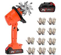 Cordless Mini Tiller Cultivator, 21V Electric Garden Rotavator, 235 RPM, 10cm Tilling Width, 4 Rows Tines, Includes 2 Batteries & Gloves, Hand-Held Weeding Machine