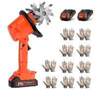 Cordless Mini Tiller Cultivator, 21V Electric Garden Rotavator, 235 RPM, 2 Batteries, 10 Gloves, 10cm Tilling Width, 4 Rows Tines, Hand-Held Weeding Machine