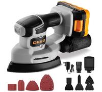 Cordless Mouse Sander for Wood: DEKOPRO 20V Detail Sander with Dust Collector and 2.0Ah Battery 13000 RPM, 3 Additional Attachments 12PCS Sandpapers - Compact & Ideal for Tight Space Sanding