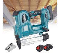 Cordless Nailer Electric Stapler for Upholstery and Woodworking, Handheld Brad Nailer with 2 Removable Batteries for Staples and Straight Nails