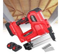 Cordless Nailer Electric Stapler for Upholstery and Woodworking, Handheld Brad Nailer with 2 Removable Batteries for Staples and Straight Nails