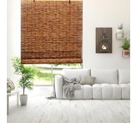 Cordless Natural Bamboo Blinds breathable Roller Blinds for home office, Patio & Interior Windows 48 in W x 72 in H Roll-Up Blind Shades brown(Brown,46cm W x 102cm H)