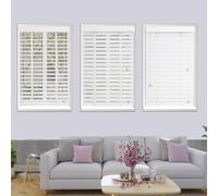 Cordless Natural Window Blinds,Indoor Blackout Wood Venetian Blind Window Shades Wide 33-160cm High 50-280cm Light Filtering Shutters for Kitchen Privacy wooden Blind(White)