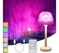 Cordless Night Light, Touch Ocean Wave Projector Light, 3 Way Color Temperature,16 Color Changing Light,Dimmable,Rechargeable Aurora Night Lights,Led Lights for Bedroom Accessories Cool Stuff Gifts