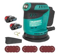 Cordless Orbital Sander Kit, 18V Brushless Eccentric Sander with 2×3000mAh Batteries & Fast Charger, 12PCS Sandpapers, Wood Sander Polisher for Furniture, Metal, Car, Auto Detailing