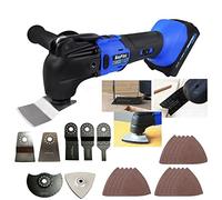 Cordless Oscillating Multi Tool, 6 Variable Speed for Metal Wood, Oscillating Power Tool with 1 x 21V 1.5Ah Battery, 4 Blades, 2 Scrapers, 15pcs Sanding Sheets