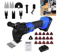 Cordless Oscillating Multi Tool, 6 Variable Speed Oscillating Multifunction Tool,1.5Ah Li-ion Battery and Fast Charger 300W with 24 Accessory Blade & Sanding Sander,for Polishing Wood Sawing Metal