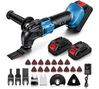 Cordless Oscillating Multi Tool Compatible with 2x2000mAh Batteries, 6-Speed + Auto Mode Multitool with Low-Vibration & Quick-Change System, 23Pcs Accessories Kit for Cutting/Sanding/Scraping
