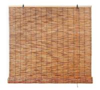 Cordless Outdoor Porch Blackout Bamboo Shades, Bamboo Roller Blinds UV protection, Privacy Screen Window Drapes, Thermal insulation Bamboo Curtains for gazebo Patio Hand-woven(L 65cm x H 145cm)