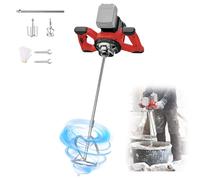 Cordless Paddle Mixer, Concrete Mixer Compatible with Ma-Kita 18-21V Battery, 6-Speed Handheld Plaster Mixer with 3 Mixing Heads, Cement Mixer Tool for Paint, Mortar, Plaster (No Battery)