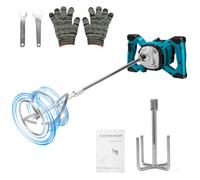 Cordless Paint and Mortar Mixer Compatible with Makita Battery, 3200 W Brushless Colour Mortar Stirrer, Concrete Stirrer with 2 Stirring Rods (6-Speed Gear, Max 680 RPM, Without Battery)