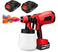 Cordless Paint Sprayer 1000ml Electric Paint Spray Gun With 2 Battery And Charger Fence Paint Sprayer For Home Interior And Exteriorcabinets House Fence Ceiling Wall red