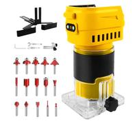 Cordless Palm Router Compatible with Dewalt 20V Battery, 30000RPM Brushless Motor Woodworking Trimmer with 15 PCS 1/4" Router Bits 6-Speed Edge Laminator for DIY & Carpentry(No Battery)