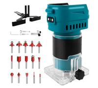 Cordless Palm Router Compatible with Makita 18V Battery, 30000RPM Brushless Woodworking Trimmer with 15 PCS 1/4" Router Bits 6-Speed Edge Laminator for DIY & Carpentry(No Battery)