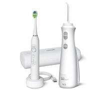 Cordless Pearl and Sensonic Rechargeable Electric Toothbrush and Water Flosser Combo, Complete Dental Care for Teeth, Gums, Braces and Travel - ADA Accepted, White