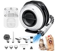 Cordless Pet Grooming Vacuum, 7-in-1 Multifunctional Grooming Kit with Clippers, Nail Grinder, Rake Brush & More, Low Noise, 2.2L Large Dust Cup, Ideal for Shedding Care at Home, Outdoors, in the Car