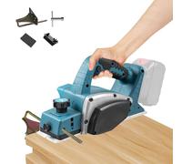 Cordless Planer Compatible with Makita 18V Battery, 15000RPM Brushless Electric Wood Planer with 82mm Width, 0-2MM Adjustable Depth for Woodworking Furniture DIY (no Battery)