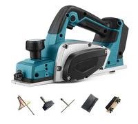 Cordless Planer Compatible with Makita 18V Battery, 3200r/min Handheld Electric Wood Planer, 0-2MM Adjustable Depth for Woodworking Furniture DIY (no Battery)