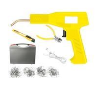 Cordless Plastic Welder Rechargeable Hot Stapler Gun with Staples Car Bumper Repair Tool Welding Kit with Carry Box Efficient Welding(Yellow)