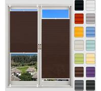 Cordless Pleated Blackout Blinds 70x150 cm - No Drill, Top-Down Bottom-Up Shades, Easy Install Window Curtains for Home, Office, Door - Elegant Brown