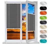 Cordless Pleated Window Blinds 86x135cm, No Drill, Translucent Crushed Look, Easy Stick-On Installation, Temporary Grey Blinds for Windows & Doors, Ideal Privacy Solution