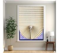 Cordless Pleated Window Shades - Easy No-Drill Installation Light Filtering Window Coverings, White Fabric Privacy Blinds for Home & Office, Adjustable Folding Design System (White)