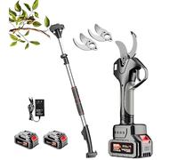 Cordless Pole Pruning Shears with 2×3000mAh Battery, 50mm Electric Pruner, 4.3-7.1 Ft Pole, Digital Display, Long Reach Branch Cutter for Gardening