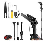 Cordless Pole Saw, 2 in 1 High Branch Saw, 6 Inch Mini Handheld Chainsaw, 3 Sections 1.8M Electric Extension, Battery and Charger, 90°Adjustable Head, for Garden Tree Trimming Branch Cutting