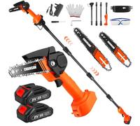 Cordless Pole Saw, 2-in-1 High Branch Saw & Handheld Garden Chain Saw, Electric Extension Chainsaw with 2*1.5AH Battery, 2.3m Long Reach Telescopic Pole Pruner ,150° Adjustable Head for Tree Trimming