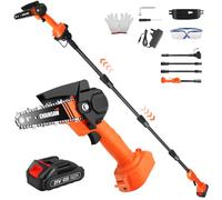 Cordless Pole Saw, 2-in-1 High Branch Saw & Handheld Garden Chainsaw, Electric Extension Pole Chainsaw with 1.5AH Battery, 2.3m Long Reach Telescopic Pole Pruner,150° Adjustable Head for Tree Trimming