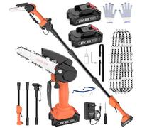 Cordless Pole Saw 5.91Ft, 2 IN 1 High Branch Saw & Handheld Chainsaw 6 Inch Rechargeable 3 Sections 1.8M Electric Extension Pole Chainsaw 90°Adjustable Head w 2 2.0 Ah Battery for Garden Tree Trimming