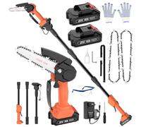 Cordless Pole Saw 5.91Ft, 2 IN 1 High Branch Saw & Handheld Chainsaw 6 Inch Rechargeable 3 Sections 1.8M Electric Extension Pole Chainsaw 90°Adjustable Head w 2 2.0 Ah Battery for Garden Tree Trimming