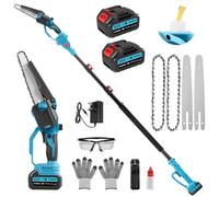 Cordless Pole Saw 8.3Ft, 2-in-1 High Branch Saw & 8 Inch Handheld Mini Chainsaw Cordless with Extension Pole, Brushless Electric pole saw Long Reach Chainsaw Battery Powered Pole Saw for Tree Trimming