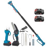 Cordless Pole Saw and Pruning Shears Kit - Extendable High Branch Cutter with 2 Batteries for Easy Tree Trimming