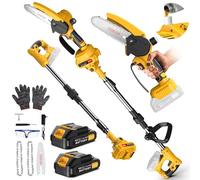 Cordless Pole Saw & Mini Chainsaw 2-in-1, Foldable/Retractable/Adjustable Head, 6 Inch Brushless Electric Rotatable Pole Saw & Multi-Angle for Tree Branches Pruning, Wood Cutting