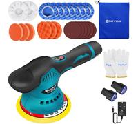 Cordless Polisher, 12V Cordless Car Buffer Polisher with 2pcs 2.0Ah Battery, 6 Inch Portable Polishing Waxer Machine Kit 2800-5500 RPM, 8 Variable Speed Mini Orbital Polisher with 23pcs Attachments