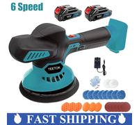 Cordless Polisher 6 Gears Rechargeable Car Polishing Machine Electric Rotary Tool For Makita 18v +2 Battery 5000RPM & 150mm Blue