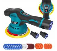 Cordless Polisher Buffer for Car, 12V Furniture Electric Polishing Waxer Machine Kit, Random Orbit Sander, 2800-5500 RPM 8 Variable Speeds with 2 x 2Ah Batteries, Gloves
