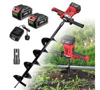 Cordless Post Hole Auger, 900W Electric Brushless Earth Auger with 270° Rotating Handle, Max Torque 175Nm, 15cm (6 Inch) Drill Diameter, 2×4.0Ah Batteries, for Tree Planting/Poles/Shrubs