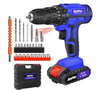 Cordless Power Drill, 21V Electric Screwdriver Set, 25+1 Torque Setting, 3/8" Keyless Chuck Battery Power Drill Driver, 27pcs Drill Bits, 2-Gear Combi Drill Set with 1.5Ah Li-ion Battery & LED Light