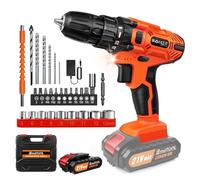 Cordless Power Drill, 21V Handheld Screwdriver Drill Set with 1.5Ah Li-ion Battery & Charger, 25+1 Torque, 2-Gear Combi Hammer Drills, 3/8" Chuck Drills Drivers Kit with 29Pcs Accessories for Home DIY
