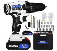 Cordless Power Drill Driver, 1500mAh Li-Ion Battery 21V Combi Drill Cordless Electric Screwdriver Accessory Kit, 25+1 Torque 2 Speed Small Combi Drill, LED Work Light for Drilling Wood, Plastic, Metal