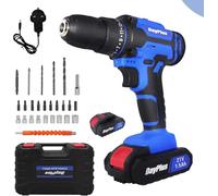 Cordless Power Drill Set Handheld Drill Set with 2-Variable Speed, 25+1 High Torque Electric Screwdriver with Led Light,21V Li-ion Battery&Fast Charger,3/8" Keyless Chuck Driver Tool with Kitbox