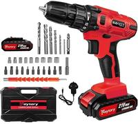 Cordless Power Drill Set With 1.5 Ah Lithium-Ion Battery and Charger, Electric Screwdriver Kit 2 Speed Combi Drill, 25+1 Torque 3/8" Keyless Chuck Hammer Handheld Power Tool With Kitbox