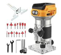 Cordless Power Router 1300W, 30000RPM Brushless Router Compatible with Dewalt DCB 18V-20V Battery, 6-Speed Wood Trimmer with Edge Guide & 1/4" Collet (Battery Not Included) (Yellow)