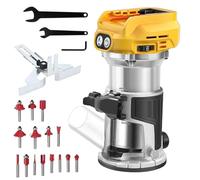 Cordless Power Router Compatible with Dewalt 18V-20V Battery, 800W Brushless Wood Trimmer with 6 Speed, Brushless Router Trimmer, Cordless Wood Trimmer, Straight Guide, 15 Milling Bits and 2 Spanners